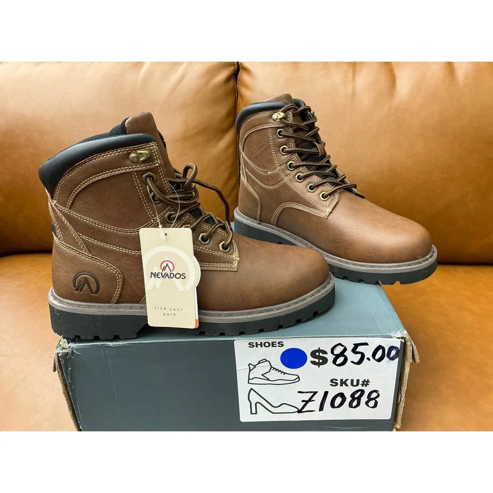 Nevados Rodney Work Boots Mens 8M Reddish Brown New Rugged Utility Lace Up